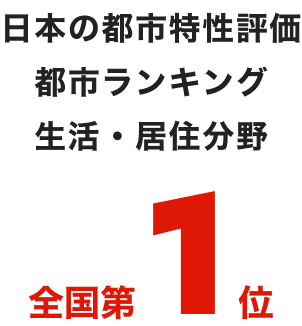 日本の都市特性評価都市ランキング生活・居住分野全国第1位