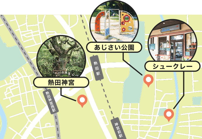 熱田エリアのスポットマップ